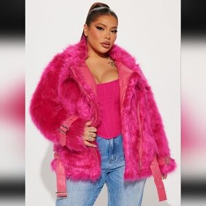 Fashion Nova Pink Faux Fur Jacket